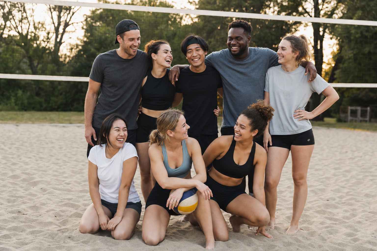 Equipo deportivo en sesion al aire libre